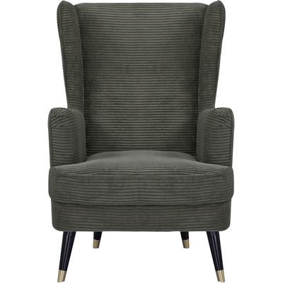 Ohrensessel HOME AFFAIRE "ZILLER, TV-Sessel, frei im Raum stellbar, in Cord und Samtvelours", grün, B:70cm H:105cm T:91cm, Holzgestell, Schaum-Polsterung, Holzbeine und pflegeleichter Bezug, Sessel, Holzfüsse mit dekorativen Metallhülsen,... Image