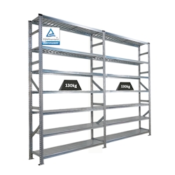 PROREGAL Fachbodenregal PROXIMO Stecksystem | Komplettregal | HxBxT 250x300x40cm | 7 Ebenen | Beidseitig nutzbar | Verzinkt Image