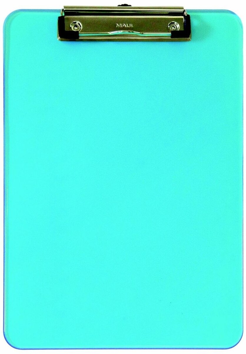 MAUL Schreibplatte A4 Kunststoff mit Bügelklemme transparentblau Packung mit 12 Stück Image