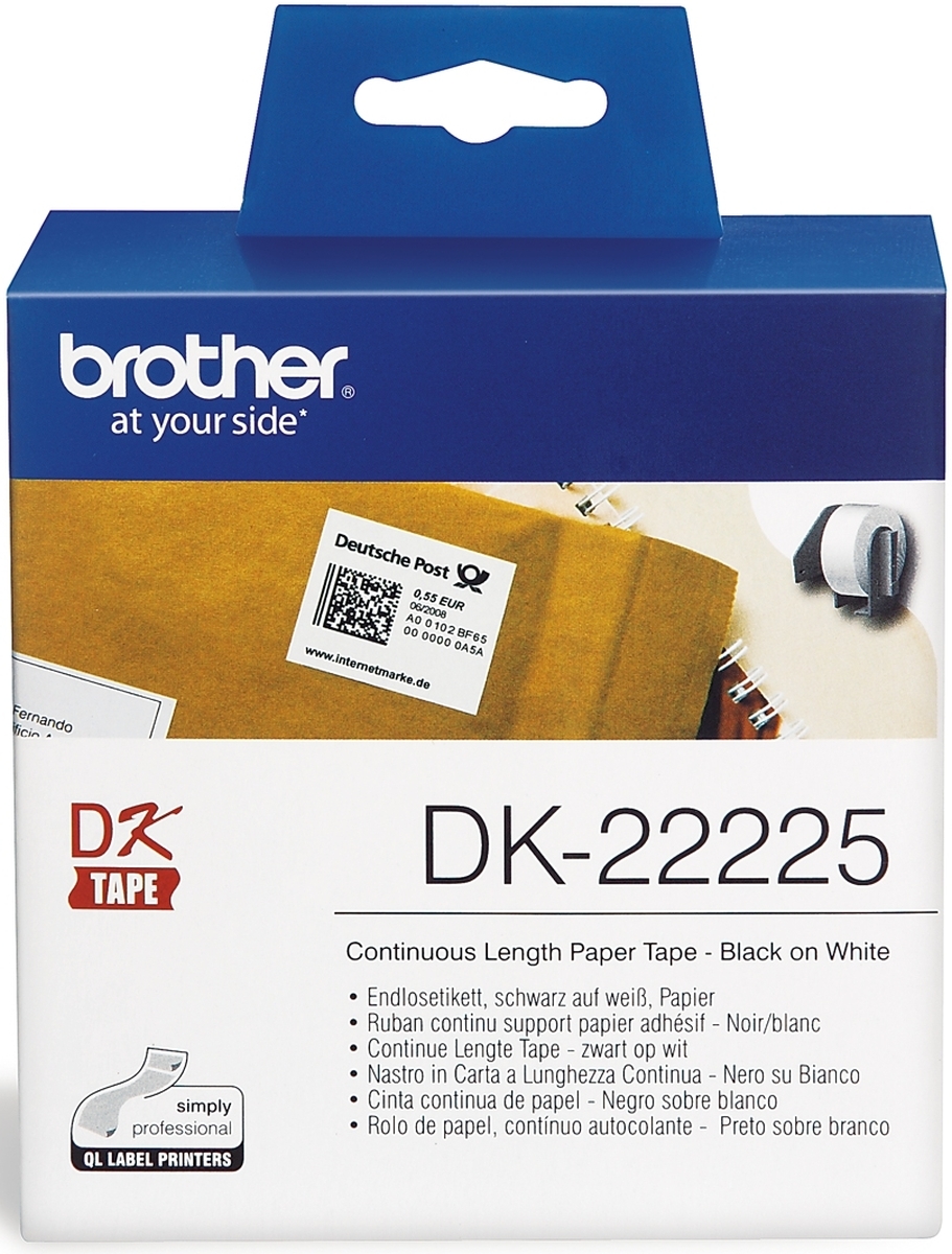 Brother DK-Endlosetiketten 38mmx30,48m Papier weiß Packung mit 3 Stück Image