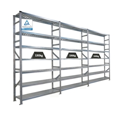 PROREGAL Fachbodenregal PROXIMO Stecksystem | Komplettregal | HxBxT 250x450x50cm | 7 Ebenen | Beidseitig nutzbar | Verzinkt Image