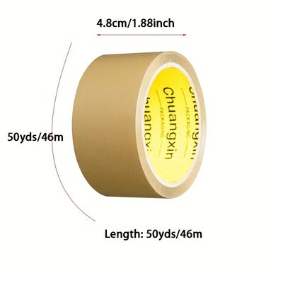 TEMU Packaging Tape - Heavy Duty, Waterproof, Light Brown, Pp Material, 1.88 Inches X 50 Yards, Very Suitable For Sealing And Moving, Suitable For Schools, Offices, Homes, , Durable Adhesive Sealan Image