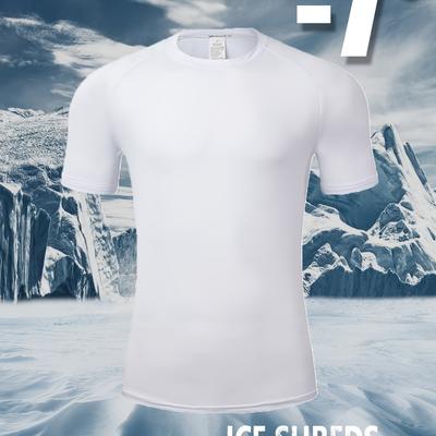 TEMU 1pc Men's Ice Silky Fiber T-shirt With -7° Technology, Gradient Mesh Moisture-wicking Breathable Quick-dry High Elasticity Crew Neck Tee For Gym Running Training, Spring Summer Athletic Top Image