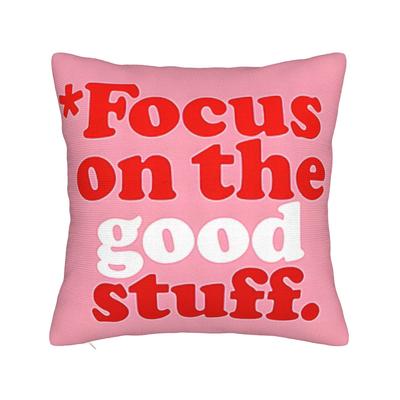 "TEMU 1pc " Stuff" Pink & Red Decorative Pillow Cover - Soft Durable Machine Washable Zipper Closure For Sofa Bedroom Home Decor, Pillows For Couch, Office Pillow, Text Design, Textile" Image