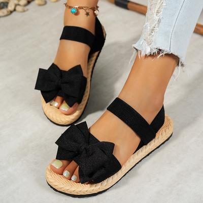 TEMU 2025 New Stylish Versatile Flower Sandals For Outdoor Wear, Comfortable Thick Sole With Elastic Bands, Trendy And Suitable For High-end Travel. Image