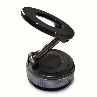 TEMU 2025 -degree Rotating Aluminum Alloy Magnetic Suction Cup Car Mount Portable Folding Phone Holder Single-handed Operation For Vehicle, Desktop, Wall Full Range And Multi-angle Adjustmen Image