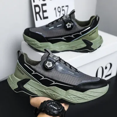 2025 New Mens Shoes Autumn Breathable Button Rotating Mesh Sports Outdoor Sports Leisure Running