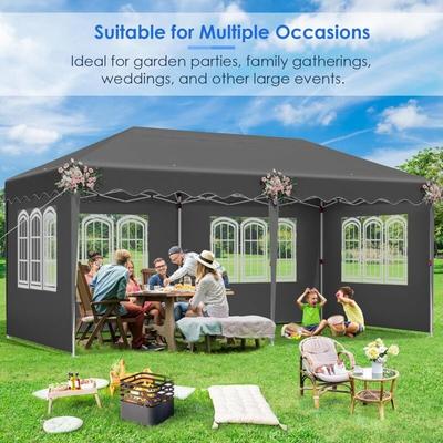 Tlgreen - Pavillon 3x6m Wasserdicht Faltpavillon Partyzelt Gartenzelt mit 6 Seitenwänden,420D Image