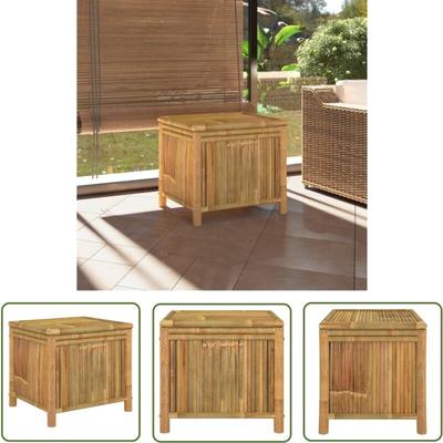 The Living Store - Gartentruhe 60x52x55 cm Bambus - Bambus Gartenmöbel - Außenaufbewahrung Image
