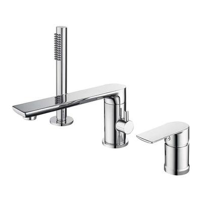 Sjqka - Badewannenarmatur Einhebelmischer 3 Loch Chrom Wasserhahn Wannenrandarmatur Thermostat Image