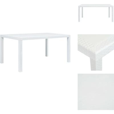 Gartentisch Weiß 150x90x72 cm Kunststoff Rattan-Optik - Gartentisch - Kunststofftisch - Rattan Image