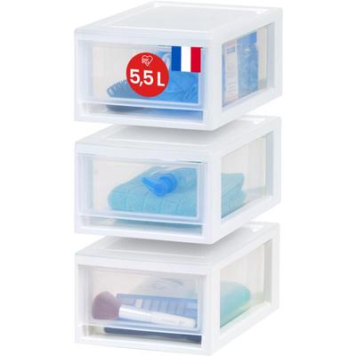 Clear Plastic Storage Drawer, Stackable, White, 7L, Set of 3, Multifunctional, Visible Content, For Image