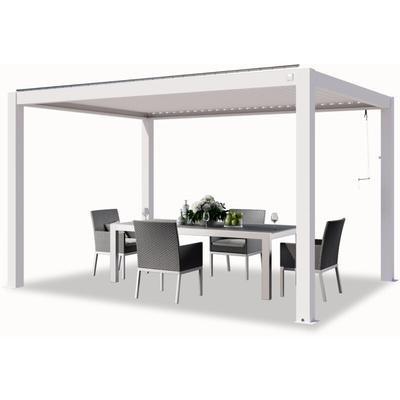 PRIMEYARD Pergola 3x4 m Aluminium Pfosten mit Lamellendach aus Aluminium weiße Terrassenüberdachung Image