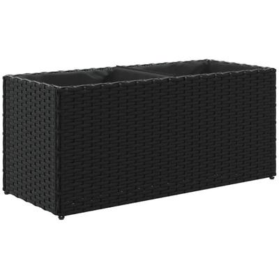 Hochbeet mit 2 Fächern Schwarz 72x30x32 cm Poly Rattan Vidaxl Image