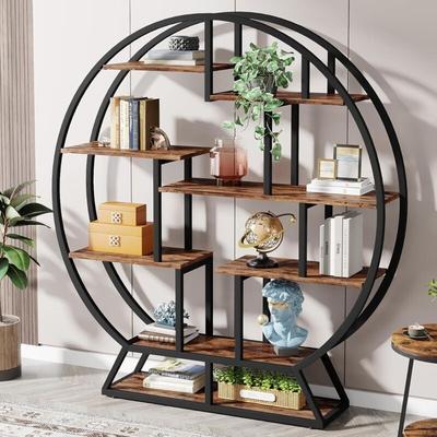 Tribesigns - Bücherregal, Rundes Bücherregal, Industrielles 5 Etagere-Bücherregal, 160 cm hohes, Image