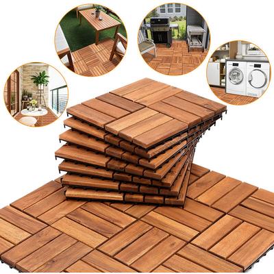 VINGO Holzfliesen 33 fliesen Terrassenfliesen 3㎡ Akazien bodenfliesen 30x30cm Patio & Balkon pro Image