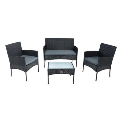 Polyrattan Sitzgruppe Gartenmöbel Set 4-teilig Flechtdesign Rattan Gartenset Image