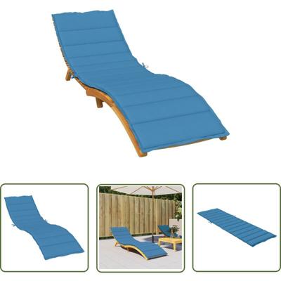 Sonnenliegen-Auflage Melange Blau 200x50x4 cm Stoff - Gartenliege Auflagen - Liege Kissen Image