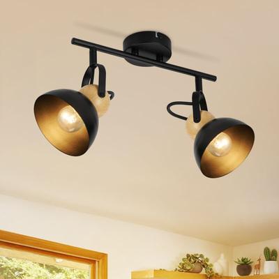 Gbly - Deckenstrahler Vintage Schwarz Deckenlampe: 2 Flammig Retro Strahler E27 Flurlampe Image