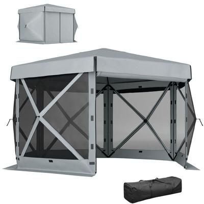Outsunny - Pavillon sechseckig ca. 3,6x3m Wasserdicht Pop-up Faltpavillon mit 5 Seitenteilen Tasche Image