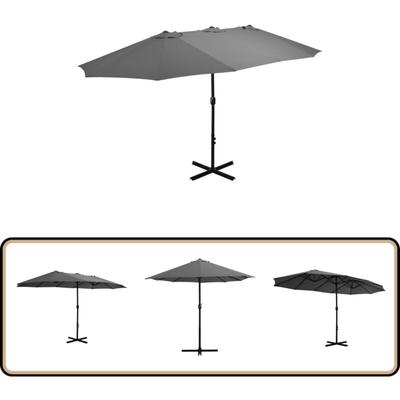 Sonnenschirm mit Aluminium-Mast 460 x 270 cm Anthrazit - Doppel Sonnenschirm - Gartenschirm Image