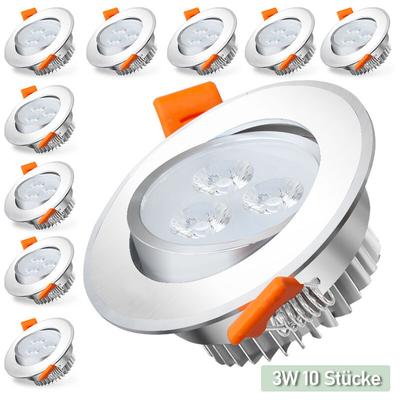 10x led Einbaustrahler Deckenleuchte Einbauleuchte 3W KaltWeiß 245LM 6500K Decken-Spots mit Trafo Image