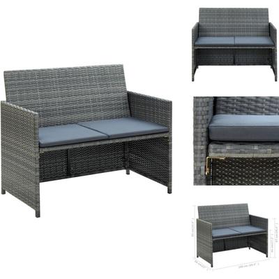 2-Sitzer-Gartensofa mit Polstern Grau Poly Rattan - Gartensofa - Outdoor Möbel - Balkonmöbel Image