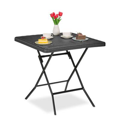 Gartentisch Holz-Optik, quadratisch, hbt: 74x78x78 cm, Balkontisch, Kunststoff, Metall, Image