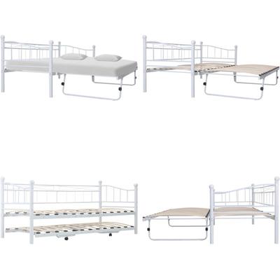 Vidaxl - Bettgestell Weiß Stahl 180x200/90x200 cm - Bettesystem - Schlafsofa - Gästebett Image