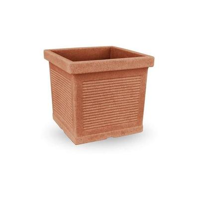 Outdoor Quadratische Vase ''Quadro Millerighe Classic'' aus Kunststoff für Blumen und Pflanzen -40 Image