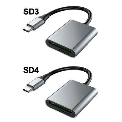 2-in-1 SD3.0/SD4.0+TF-Speicherkartenleser, leseitig 2 Karten, USB-C-Kartenleser-Adapter, Image