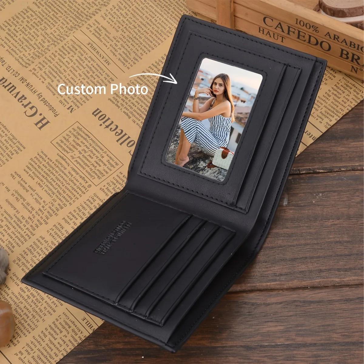 1 Stück individuelle Foto-Geldbörsenkarte, personalisierte Foto-Geldbörsen-Einsteckkarte, individuelle Foto-Geldbörsenkarte für Paare, personalisierte gravierte Wand Image