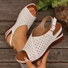 Aushöhlen Keil Sandalen für Frauen Sommer 2025, Chunky Plattform Rom Schuhe Frau Plus Größe Vintage