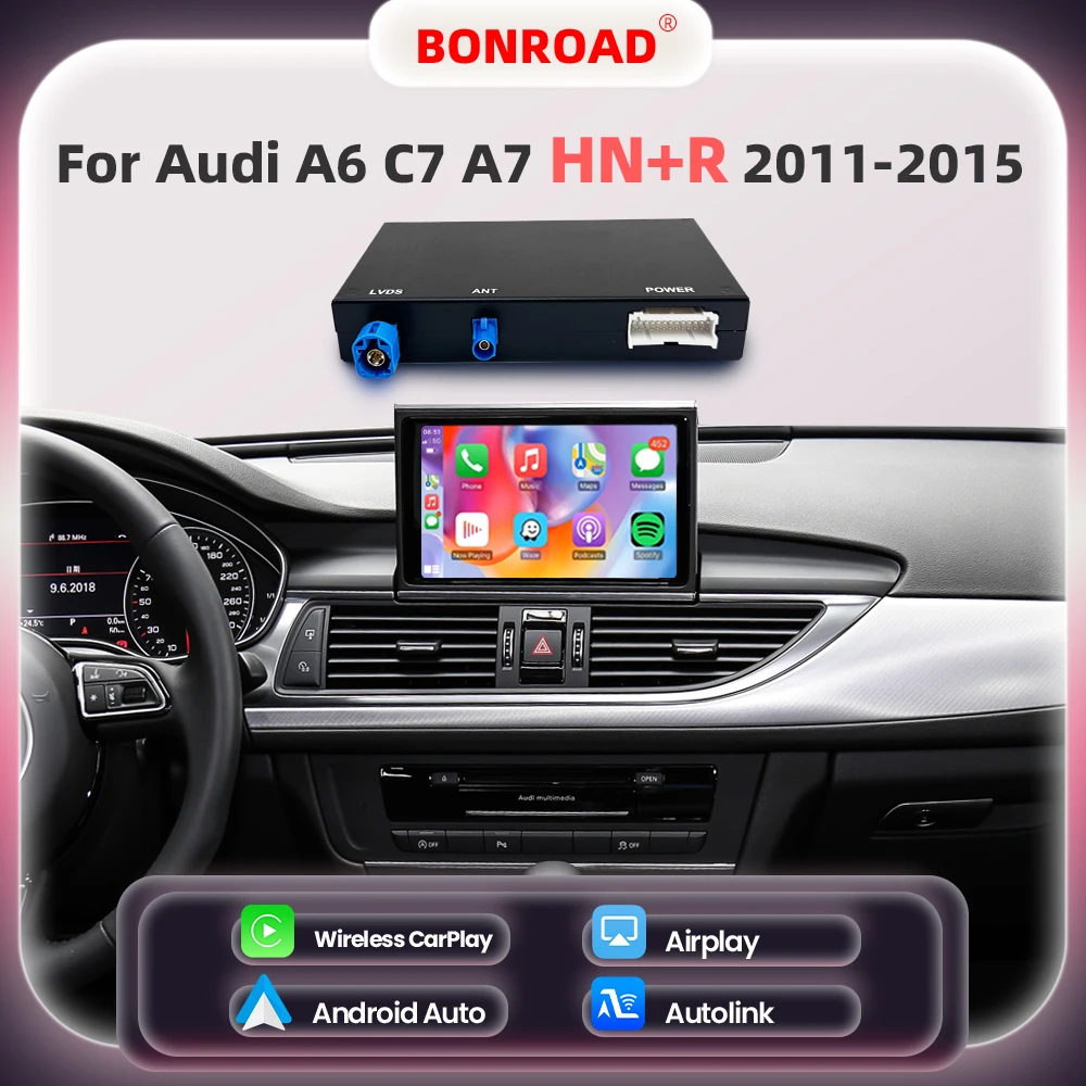 Bonroad drahtloses carplay android auto interface modul für audi a6 a7 hn r system mit spiegel verbindung bluetooth Image