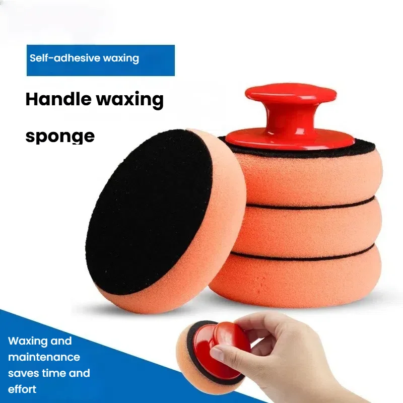 Auto-Wachs-Applikator-Pads-Set mit rotem Griff, weiche Schwamm-Applikatoren, Schaumstoff-Wachspad zum Polieren und Reinigen von Autos Image