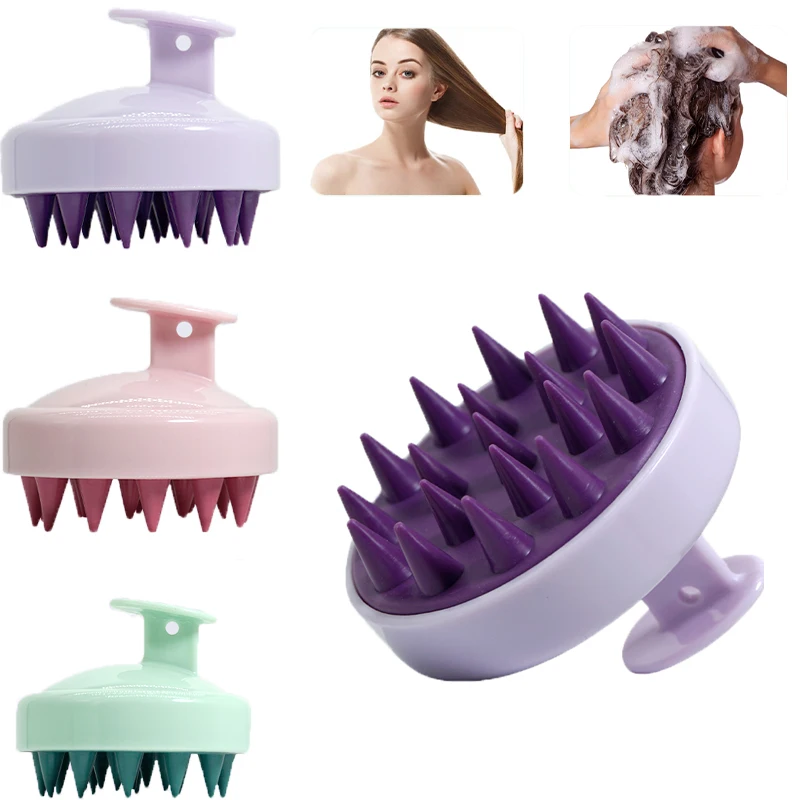 Silikon Shampoo Pinsel Kopf Kopfhaut Massage Kamm Haar Waschen Kamm Körper Massage Pinsel Bad Dusche Pinsel Salon Friseur Werkzeug Image