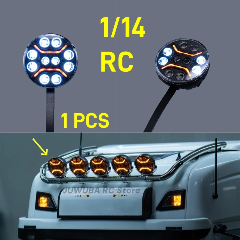 RC Spielzeug Lkw Crawler Auto 5V LED Runde Scheinwerfer Dach licht Für Tamiya RC Traktor Lkw 1/14 Teile SCX10 zubehör F04-Y10