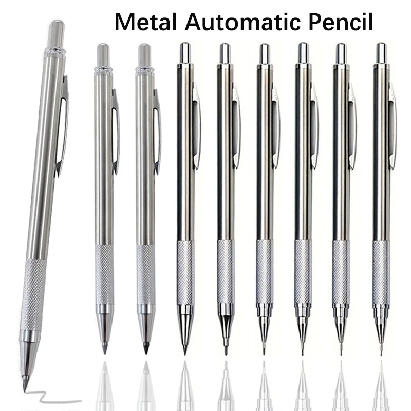 0,5 0,7 0,9 1,3 2,0mm Ganzmetall Anti Slip Druckbleistift Set Schwarz Minenkern Malerei Schreiben Schule Büro Schreibwaren Image