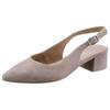Slingpumps TAMARIS, Damen, Gr. 42, grau (taupe), Veloursleder, elegant, Schuhe, Blockabsatz, Abendschuh, Sommerschuh mit verstellbarem Riemchen