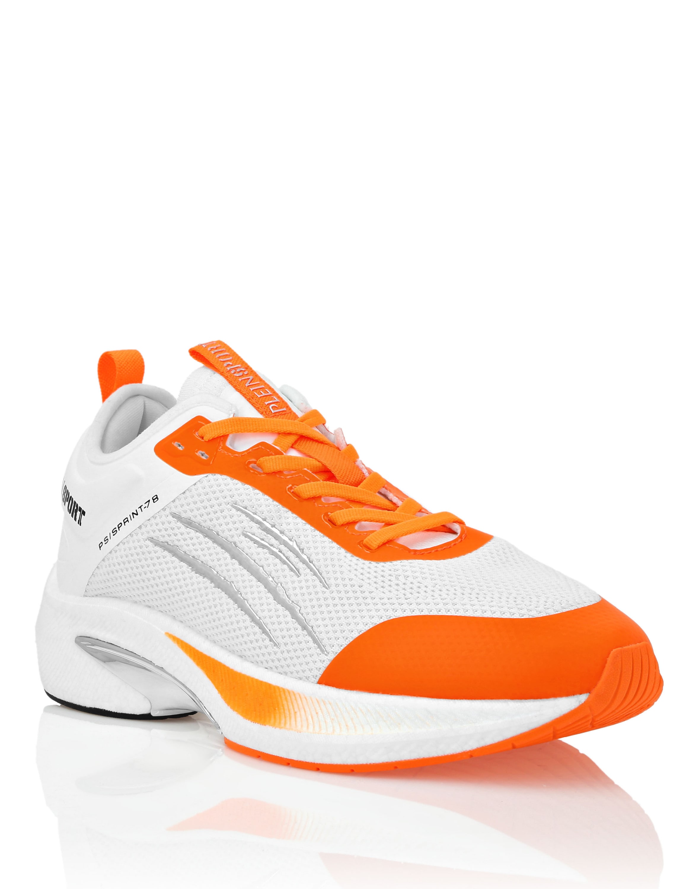 Sneaker PLEIN SPORT "Läufer", Gr. 45, Normalschaft, orange (0186, weiß, orangefluo), Schuhe