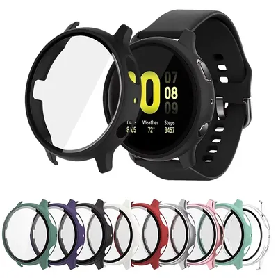 Glas + Hülle für Samsung Galaxy Watch Active 2 44 mm 40 mm Rundum-Abdeckung Stoßstange + Displayschutzfolie Active 2 44 mm 40 mm Zubehör Image