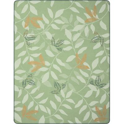 Wohndecke BIEDERLACK "Wohndecke Greenery", grün, B:150cm L:200cm, Baumwolle, Polyacryl, Polyester, Wohndecken, im floralen Design Image