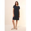 Midikleid CECIL, Damen, Gr. XL (44), US-Größen, schwarz, Web, 100% Baumwolle, unifarben, casual, comfort fit kniefrei, U-Boot-Ausschnitt, Kurzarm Bündchen, Kleider, aus 100% Baumwolle