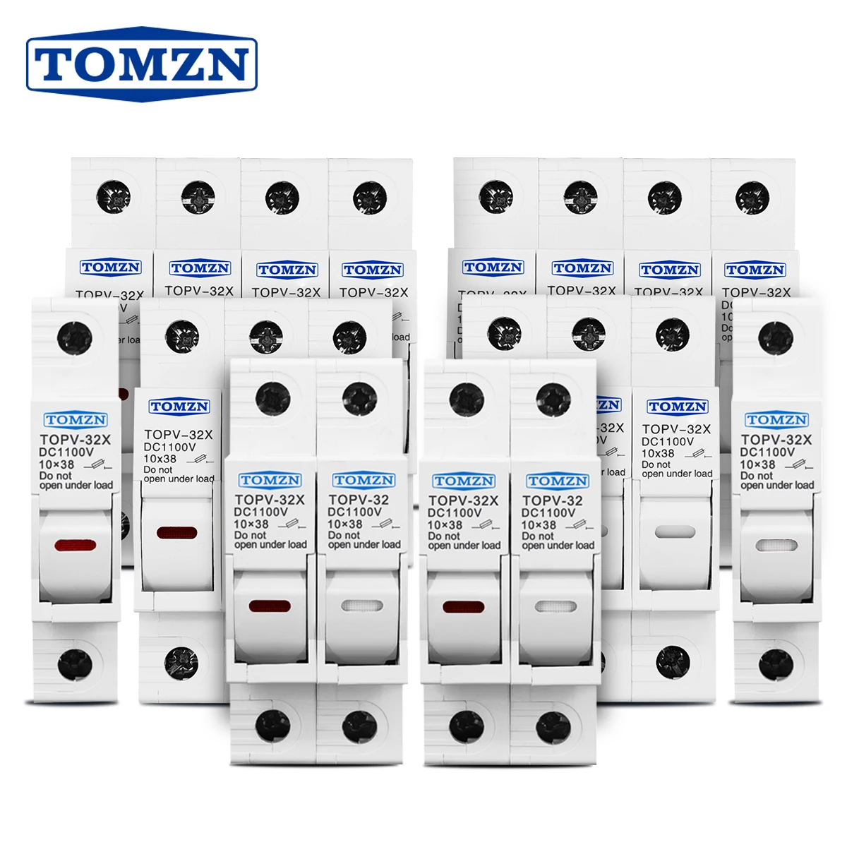 TOMZN 1P 2P 3P 4P 1100V 3-32A DC Sicherungshalter 10*38mm Hochspannung PV TOPV-32X Basis Photovoltaik System Schutzfolie gPV Image