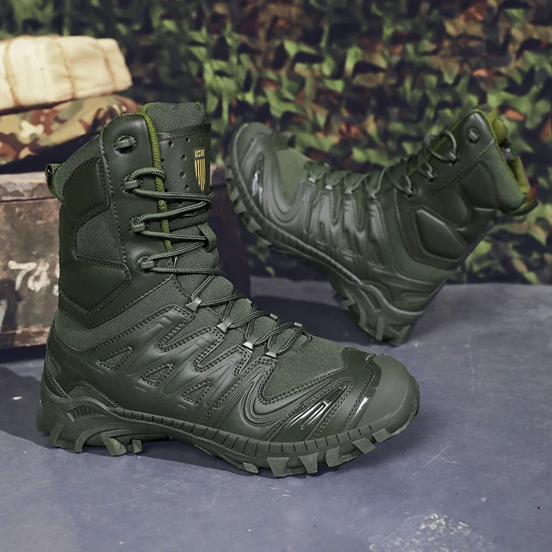 Hohe Herrenstiefel, verschleißfeste Trainingsstiefel, wasserdicht, Outdoor, Bergsteigen, Sport, Spezialeinheiten, Wüstenkampf, taktisch Image