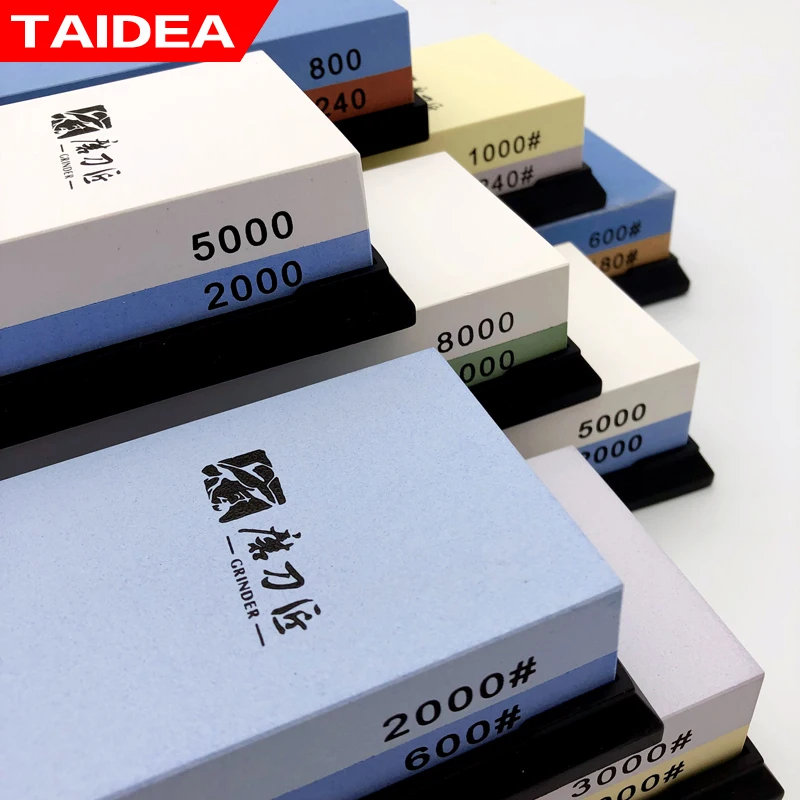 TAIDEA Schleifstein doppelseitige schärfen stein Winkel guide messer spitzer Küche schärfen system 180-8000 # Weiß alundum Image