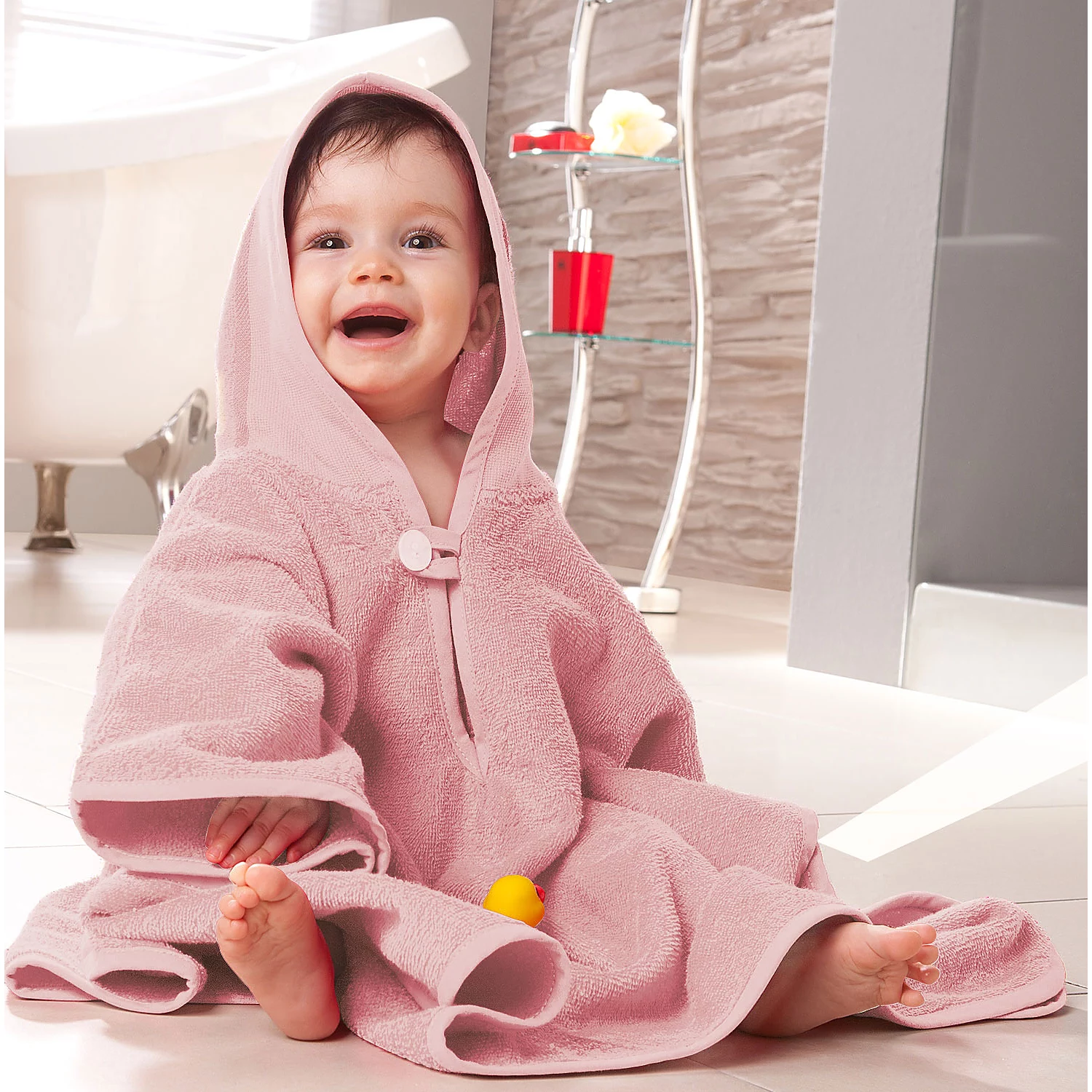 buttinette Poncho de bain, mauve, 55 x 71 cm