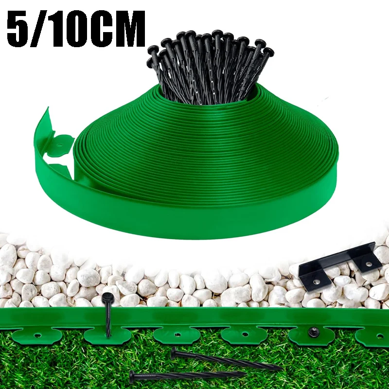 Bordure de jardin 5/10M avec 30 piquets, Kit de bordure de paysage, bobine de bordure de jardin pour parterre de fleurs de jardin et pelouse