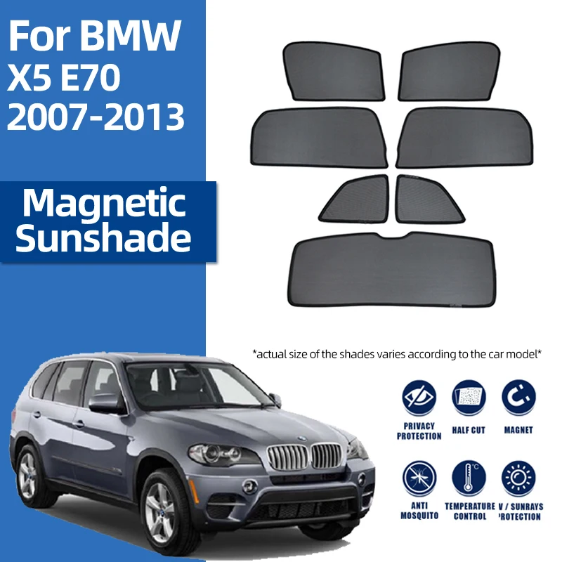 Pour BMW X5 E70 2007-2013 Voiture Pare-Soleil Magnétique Avant Pare-Brise Rideau Pliant Arrière Fenêtre Latérale Maille Pare-Soleil Visière