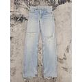 Jeans vintage LEVIS 505 0217 strappati e rovinati, jeans Levis 505 sbiaditi dal sole, blu chiaro, jeans Levis 505 Made in USA, L0459, taglia 29X32